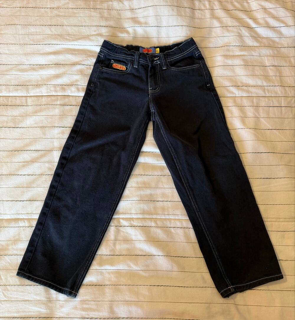 Empyre Loose Fit Wide Leg Black Denim Jeans Logo Size 24